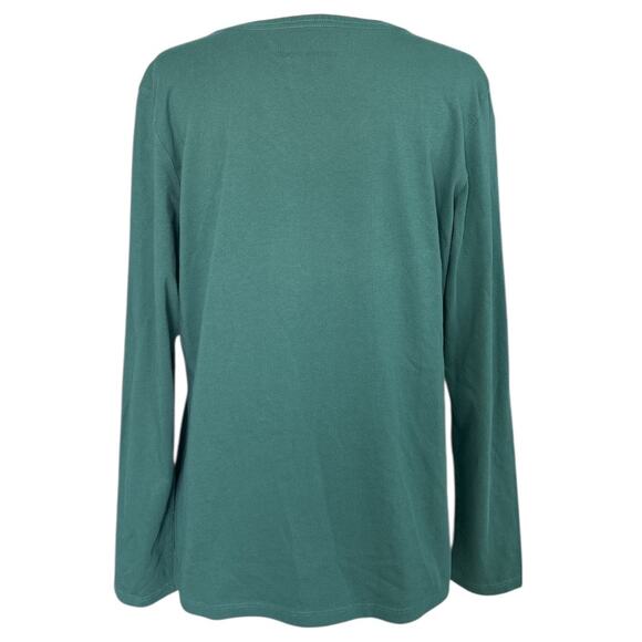 Life is Good Women's Jolly Season Xmas Long Sleeve Crusher Vee Tee Green Large - Picture 3 of 6